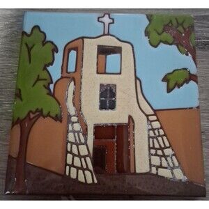 Mag Mor Art Tile Church of San Miguel at Santa Fe Oldest Church NM Trivet Adobe
